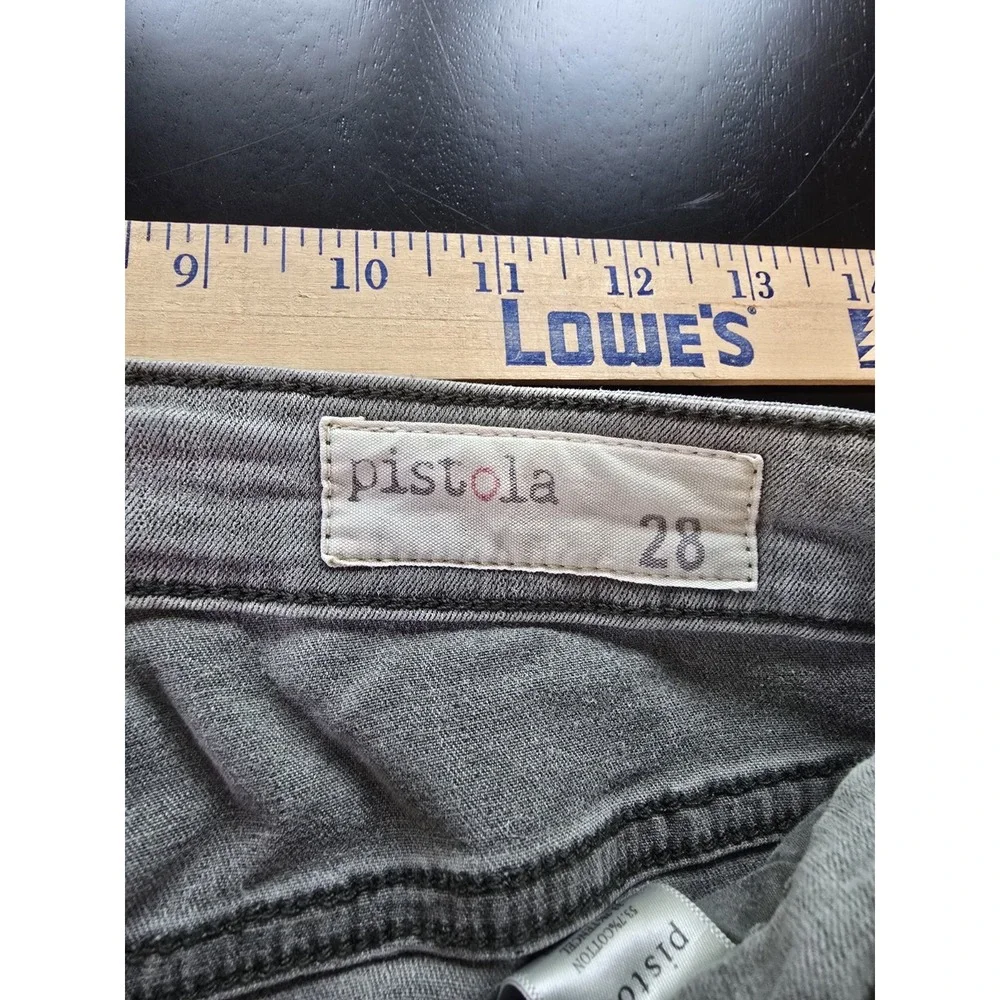 Pistola P6268 Moto Skinny Jeans Gray Size 28‎ Ribbed Knee Detail Stretch Denim